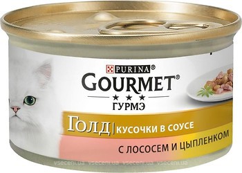 Фото Gourmet Gold Шматочки в соусі з лососем і курчам 85 г