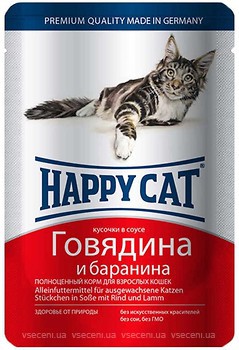 Фото Happy Cat Rind Lamm in Sosse 100 г