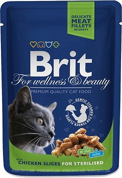 Фото Brit Premium Cat Pouches Sterilised Chicken Slices 24x100 г
