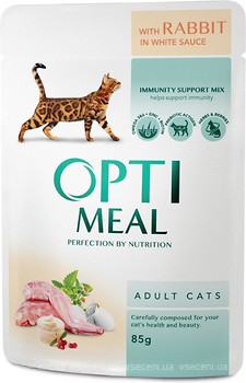 Фото Optimeal For Adult Cats With Rabbit in white sauce 12x85 г