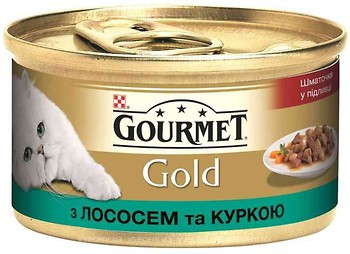 Фото Gourmet Gold Шматочки в соусі з лососем і куркою 85 г