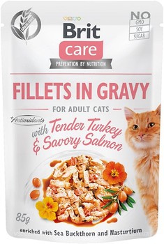 Фото Brit Premium Cat Pouch Turkey and Salmon Fillets in Gravy 85 г