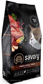 Фото Savory Adult Cat Sensitive Digestion Fresh Lamb & Turkey 400 г