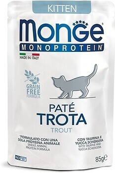 Фото Monge Monoprotein Kitten Pouch Trout 85 г