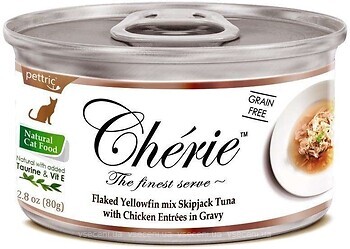 Фото Cherie Yellowfin mix Skipjack Tuna with Chicken Entrees in Gravy 80 г