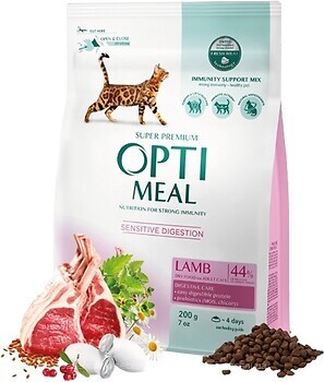 Фото Optimeal For Adult Cats With Lamb Sensitive Digestion 200 г