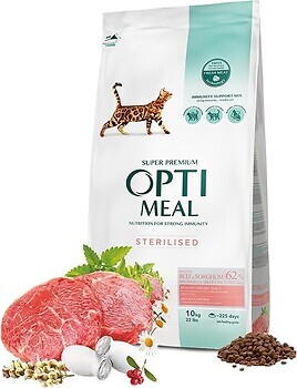 Фото Optimeal For Sterilised Cats With Beef & Sorghum 10 кг