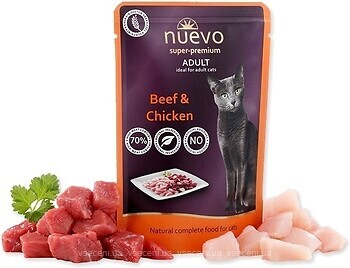 Фото Nuevo Консервований корм для кішок з куркою і яловичиною 85 г