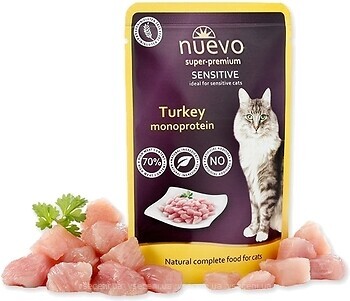 Фото Nuevo Sensitive Консервований корм для кішок з індичкою 85 г