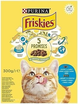 Фото Friskies Сухой корм Indoor Cats с лососем и овощами 300 г