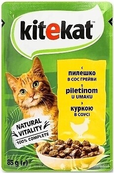 Фото Kitekat Консервований корм з куркою в соусі 85 г