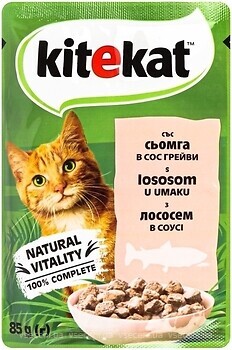 Фото Kitekat Консервований корм з лососем в соусі 85 г