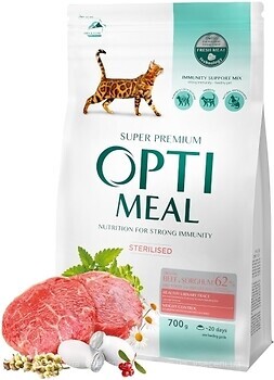 Фото Optimeal Sterilized Adult Cat With Beef & Sorghum 700 г