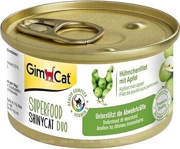 Фото GimCat Superfood ShinyCat Duo Chickenfilet with Apples 6x70 г
