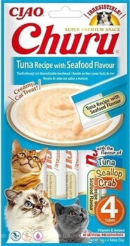 Фото Inaba Churu Puree Tuna Recipe with Seafood Flavor 4x14 г