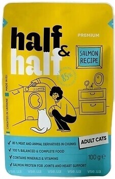 Фото Half&Half Для дорослих з лососем в желе 22x100 г