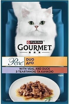 Фото Gourmet Gold Perle Duo з телятиною і качкою в підливі 26x85 г