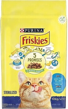Фото Friskies Сухий корм Sterilized Cats з лососем, тунцем і овочами 10 кг