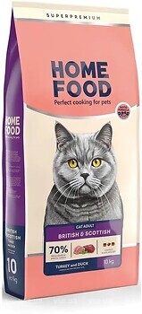 Фото Home Food Сухий корм для дорослих кішок британських і шотландських порід Індичка і качка 10 кг