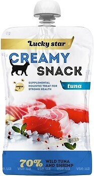 Фото Luckystar Пюре з м'якоті тихоокеанського тунця і креветок 85 г