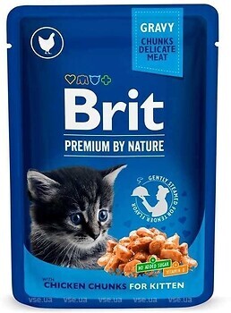 Фото Brit Premium Cat Pouches for Kitten Chicken Chunks 24x100 г