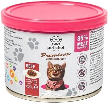 Фото Pet Chef Шматочки в желе з яловичиною 200 г