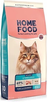 Фото Home Food Сухой корм для стерилизованных кошек Кролик и клюква 10 кг (3048100)