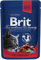 Фото Brit Premium Cat Pouches Beef Stew & Peas 12x100 г