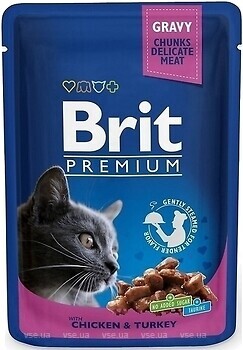 Фото Brit Premium Cat Pouches Chicken & Turkey 12x100 г