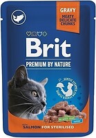 Фото Brit Premium Cat Pouches Sterilised Chunks in Gravy with Salmon 12x100 г