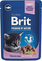 Фото Brit Premium Cat Pouches for Kitten Chunks with White Fish in Gravy 12x100 г