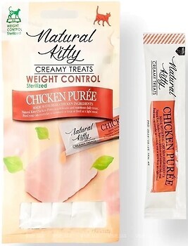 Фото Natural Kitty Functional Cream Treats Chicken Puree Weight Control/Sterilised 4x12 г