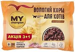 Фото My Champion Кусочки в желе с курицей и индейкой 4x100 г