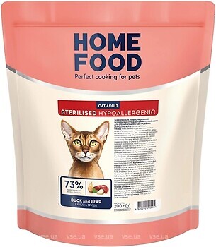Фото Home Food Сухий корм для стерилізованих кішок Качине філе з грушею 200 г (3118002)