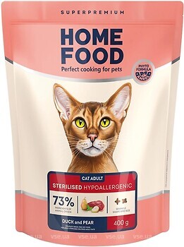 Фото Home Food Сухий корм для стерилізованих кішок Качине філе з грушею 400 г (3118004)