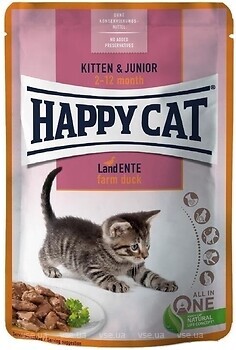 Фото Happy Cat Kitten & Junior Land-Ente Farm Duck 20x85 г