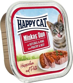 Фото Happy Cat Minkas Duo Geflugel & Rind 16x100 г