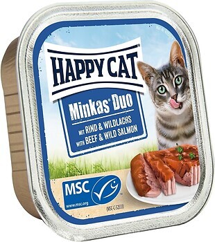 Фото Happy Cat Minkas Duo Rind & Wildlachs 16x100 г