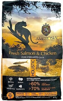 Фото Ambrosia Grain Free Sterilized Cat Fresh Salmon & Chicken 5 кг
