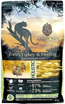 Фото Ambrosia Grain Free Sterilized Cat Fresh Turkey & Herring 5 кг