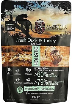 Фото Ambrosia Grain Free Sterilized Cat Fresh Duck & Turkey 100 г