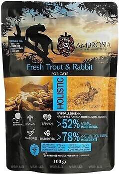 Фото Ambrosia Grain Free Sterilized Cat Fresh Trout & Rabbit 100 г