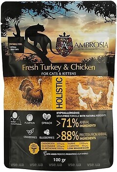 Фото Ambrosia Grain Free Kitten Fresh Turkey & Chicken 100 г