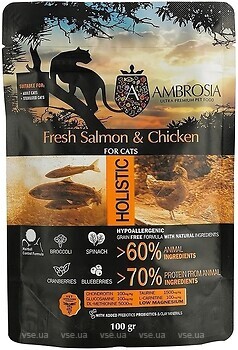Фото Ambrosia Grain Free Sterilized Cat Fresh Salmon & Chicken 100 г