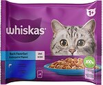 Фото Whiskas Консервированный корм 1+ с тунцом и лососем в желе 4x85 г