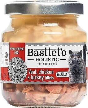 Фото Basttet'o Holistic телятина, індичка і курка в желе 130 г