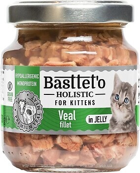 Фото Basttet'o Holistic для кошенят телятина в желе 130 г