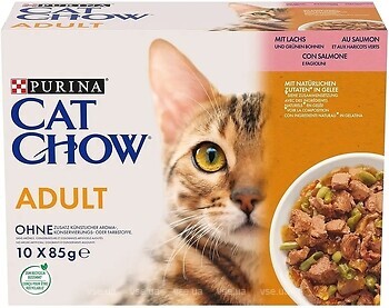 Фото Cat Chow Adult з лососем і зеленою квасолею 10x85 г
