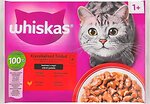 Фото Whiskas Консервований корм 1+ з яловичиною і куркою в соусі 4x85 г