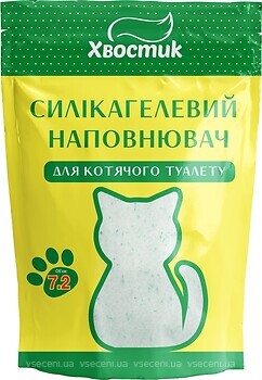 Фото Хвостик силікагелевий Дрібний з зеленими гранулами 2.7 кг (7.2 л)